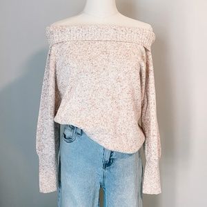 Boat Neck Knit Sweater | Pink White Marl | Dynamite
